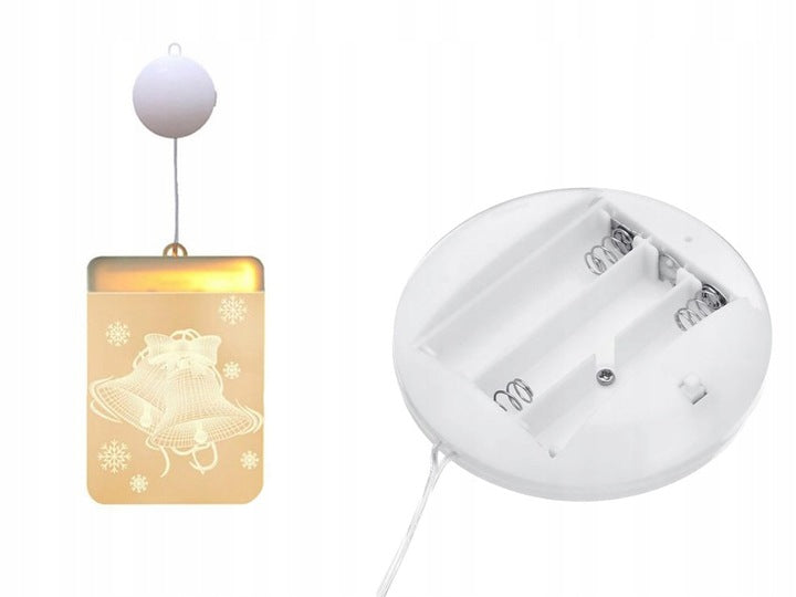 Witraż LED 3D na Okno Lampki Choinkowe Świąteczne