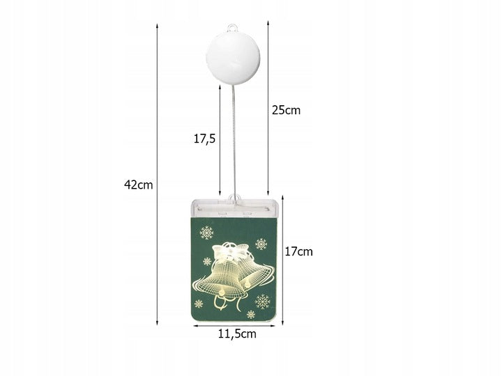 Witraż LED 3D na Okno Lampki Choinkowe Świąteczne