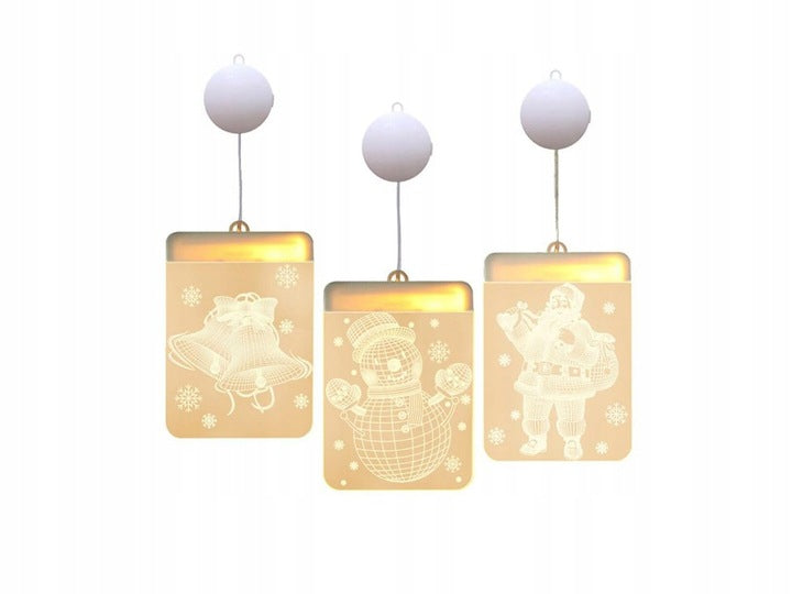Witraż LED 3D na Okno Lampki Choinkowe Świąteczne